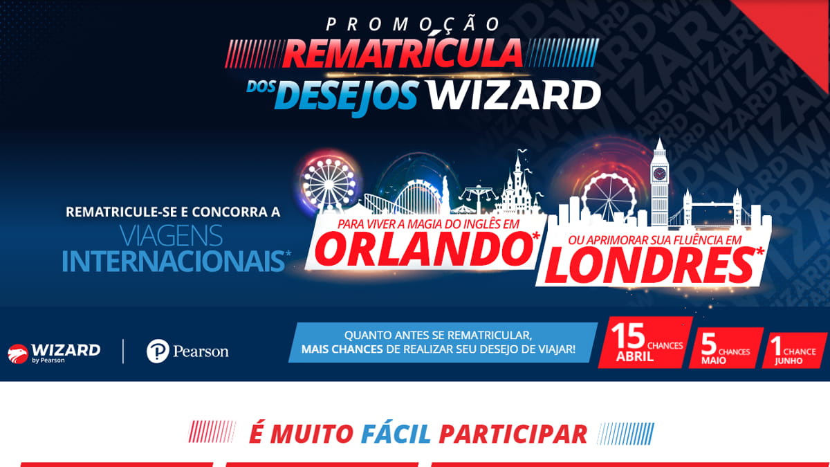 Concorra a Certificados de Ouro no valor de R$ 25.000 na Promoção Wizard